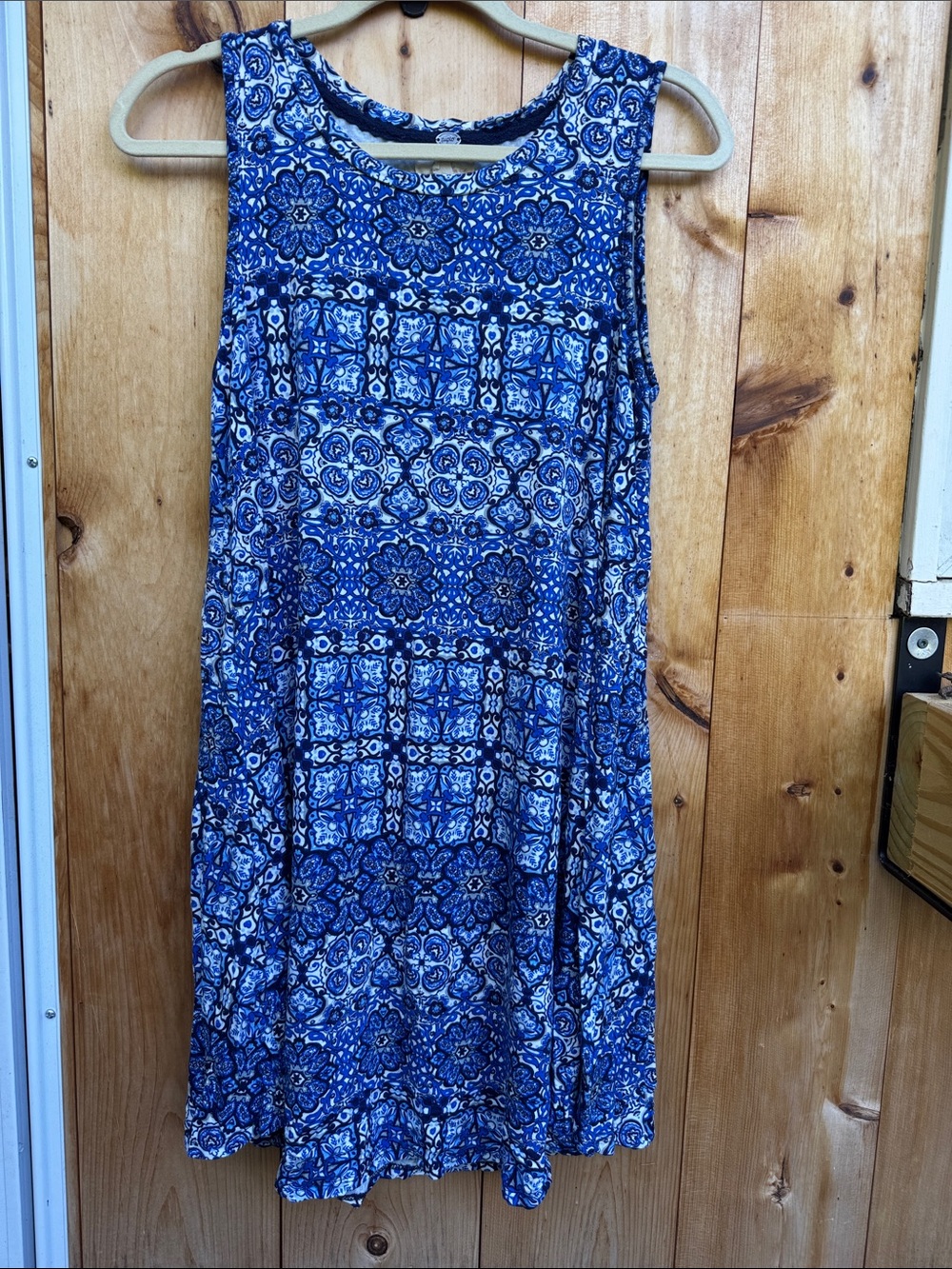 Blue Patterned Women's Casual Dress